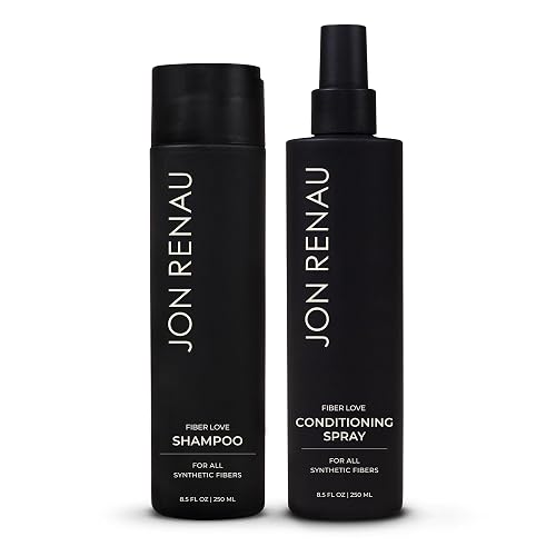 Jon Renau Fiber Love Wig Care Bundle, Synthetic Wig Shampoo and Leave In Conditioning Spray, Sulfate and Paraben Free Wash and Detangling System Beauty & Personal Care Jon Renau