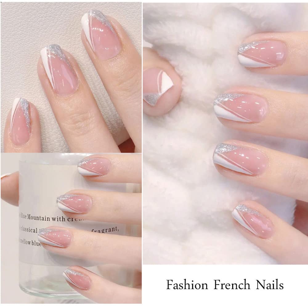 French Nail Art Sticker, 3D Self-Adhesive French Nail Decals Tips V Shape Nail Guides for Manicure DIY Nail Decoration (8Sheets) Beauty & Personal Care Qdsuh