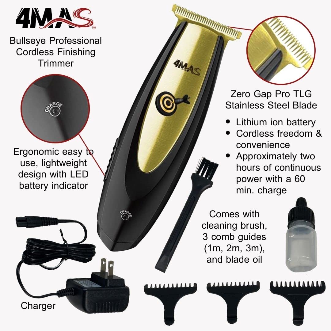 4MAS Bullseye Finishing Trimmer - Gold Zero-Gapped TLG Blade Attached Beauty and Personal Care 4MAS
