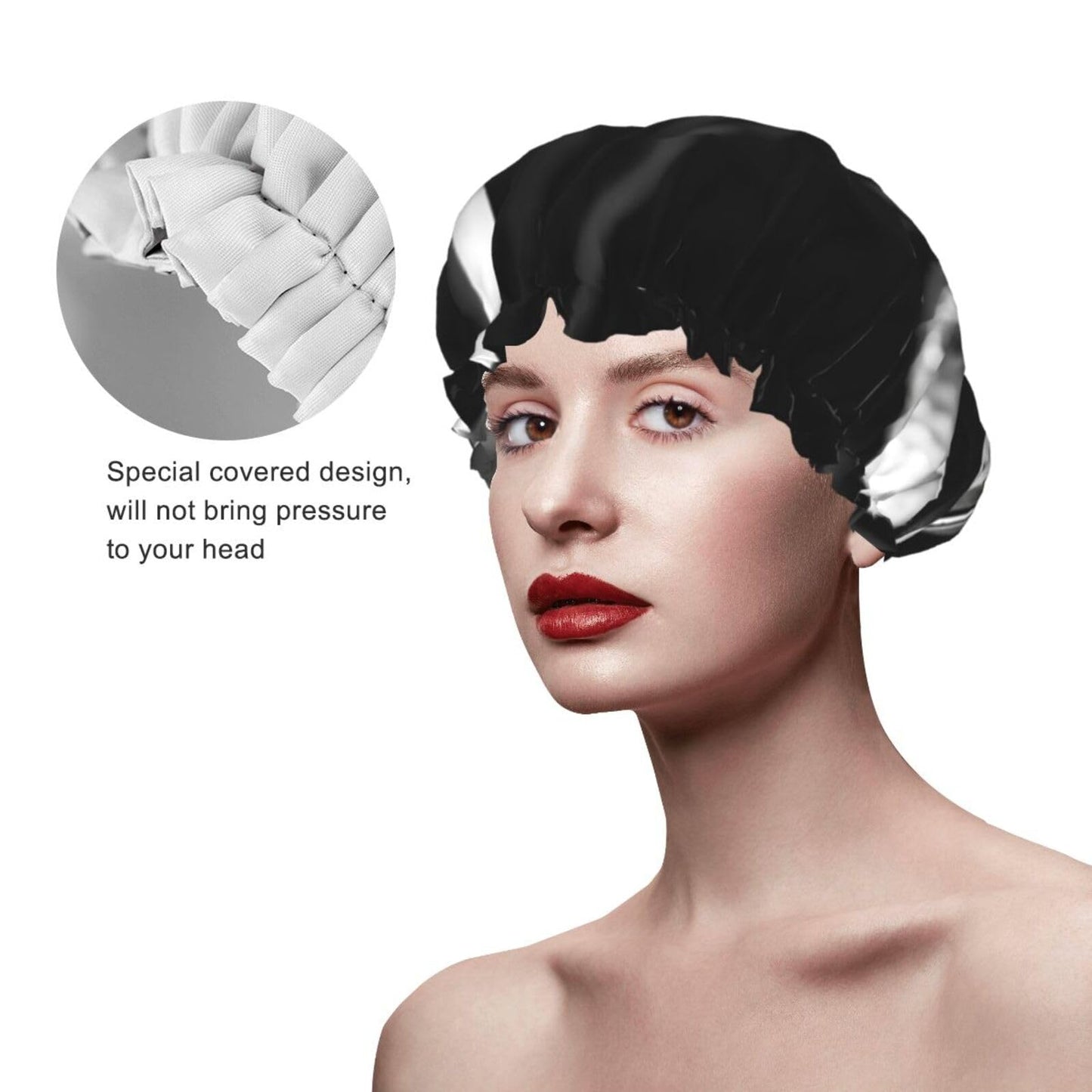 Black and White Golf Shower Cap for Women Men Large Reusable Shower Bonnet Double-Layer Waterproof Bath Caps Elastic Band Hair Hat for All Hairstyles Beauty and Personal Care BWLHJKE