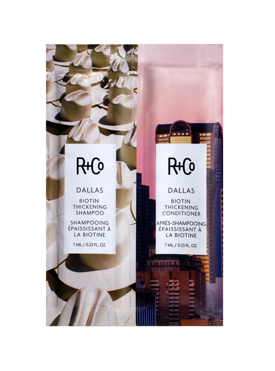 R+Co Dallas Biotin Thickening Shampoo + Conditioner Tandem Packette Kit | Thickens, Nourishes + Strengthens | Vegan + Cruelty-Free | 14 Ml Beauty & Personal Care R+Co