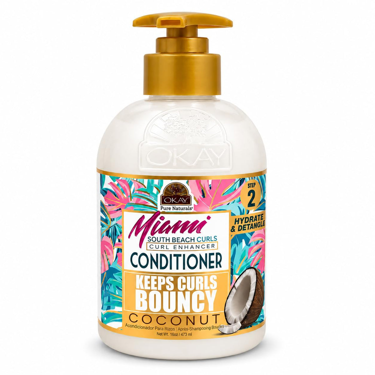 OKAY Miami South Beach Curls Curl Enhancer Conditioner, 12 oz - Moisturizing & Defining Conditioner for Curly, Wavy & Textured Hair, Frizz Control,