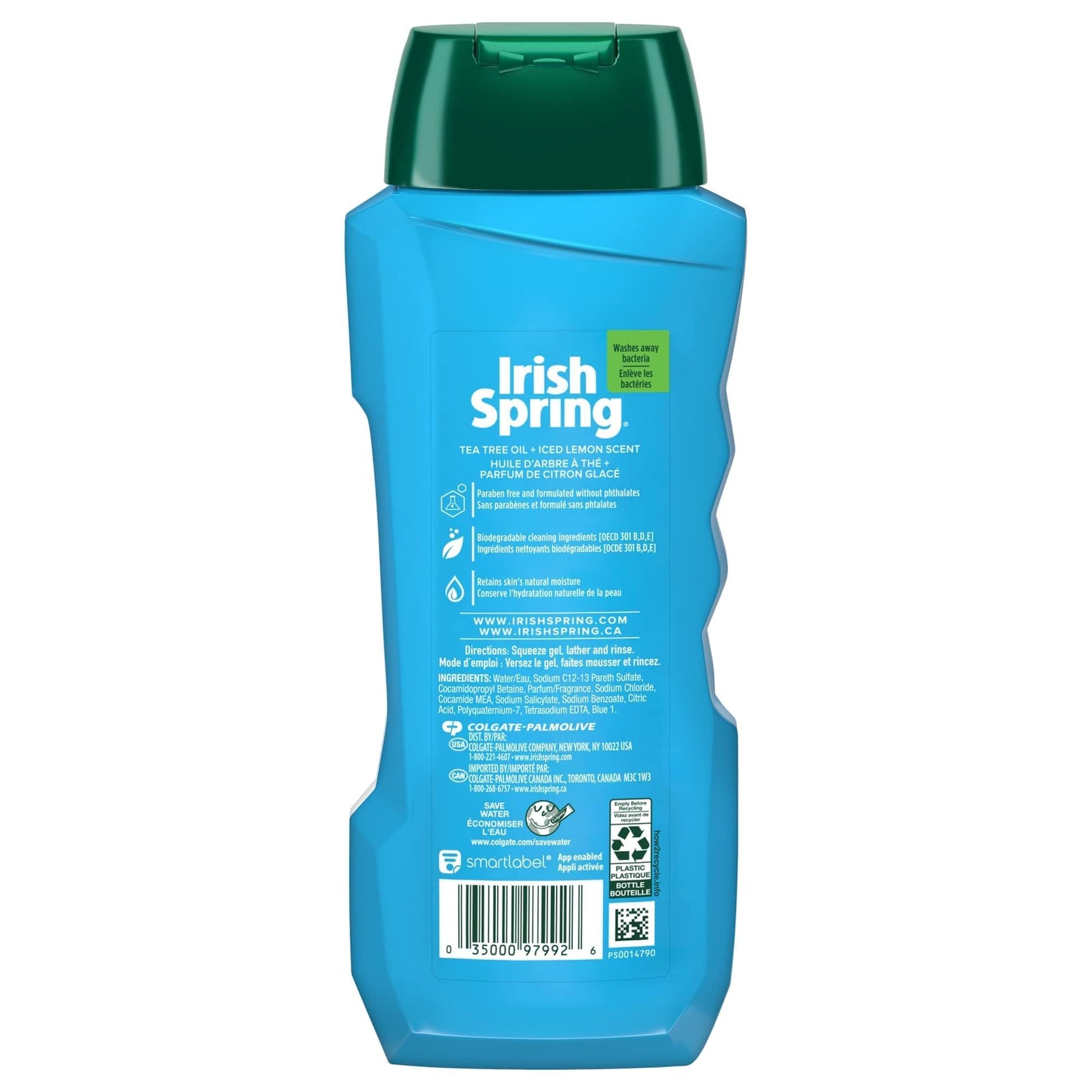 Irish Spring Ultimate Wake Up Tea Tree Face & Body Wash for Men, Moisturizing Body Wash Washes Away Bacteria - 18 Fl. Oz Beauty & Personal Care Irish Spring
