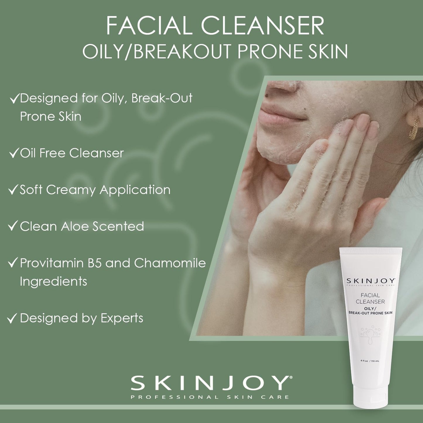 Skinjoy Facial Cleanser for Oily and Break-Out Prone Skin, Gentle Face Wash, Makeup Remover, Gluten-Free, Paraben-Free, Sulfate-Free - 4 fl oz Beauty & Personal Care Skinjoy