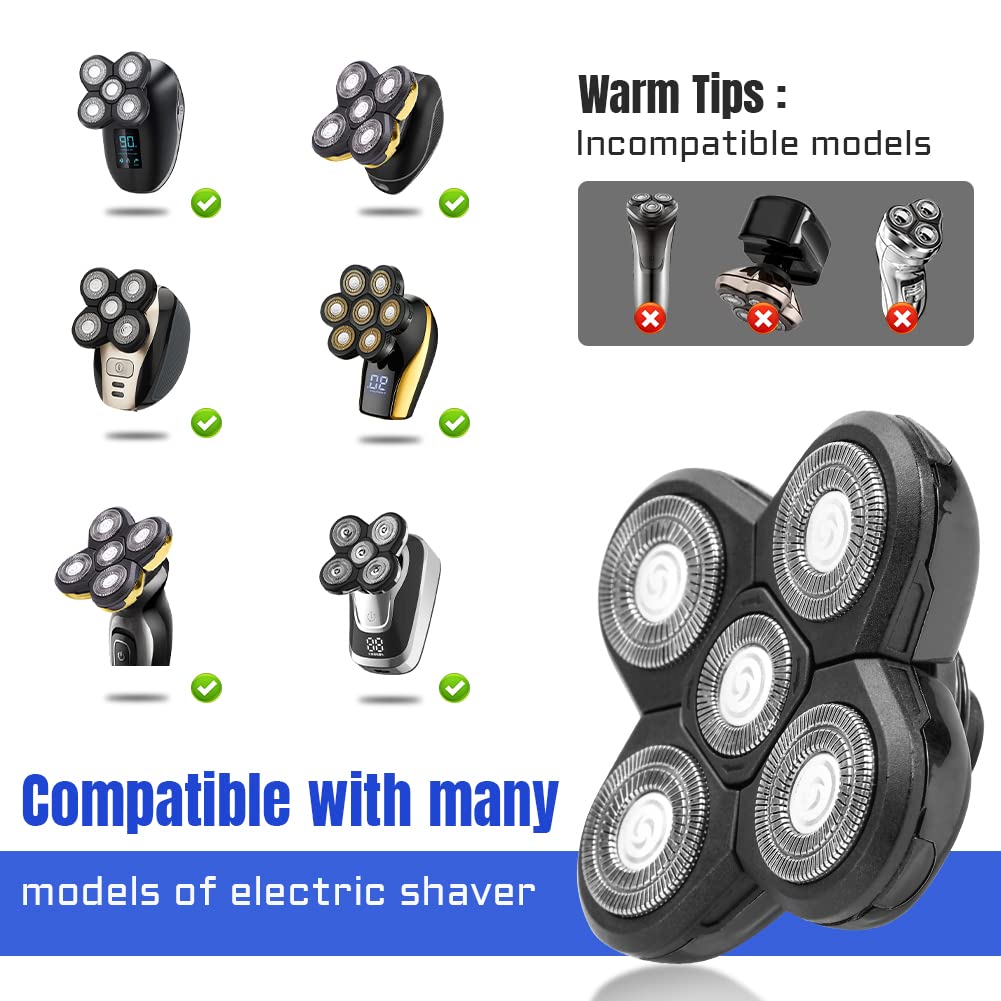Shaver Blade Heads, 5 Heads Beard Cutter Replacement Blade Electric Razor Shaver Head Easy Install for Head and Face (Black) Beauty and Personal Care WOOPOWER