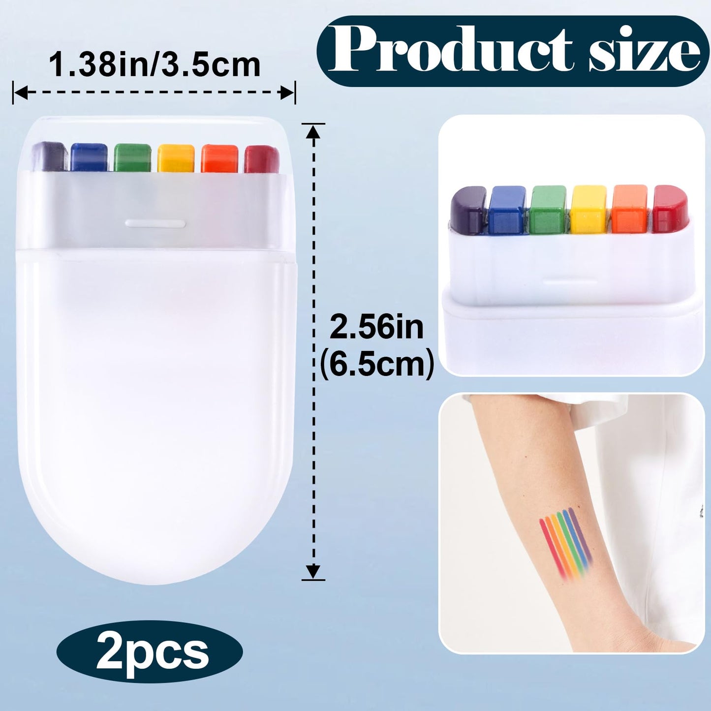 VARMDUKKE 2pcs Rainbow Face Body Paint Sticks, Water-Based Gay Pride Flag Face Paint Sticks, Reusable Festival Makeup Facial Marker Painting Tools Beauty & Personal Care VARMDUKKE