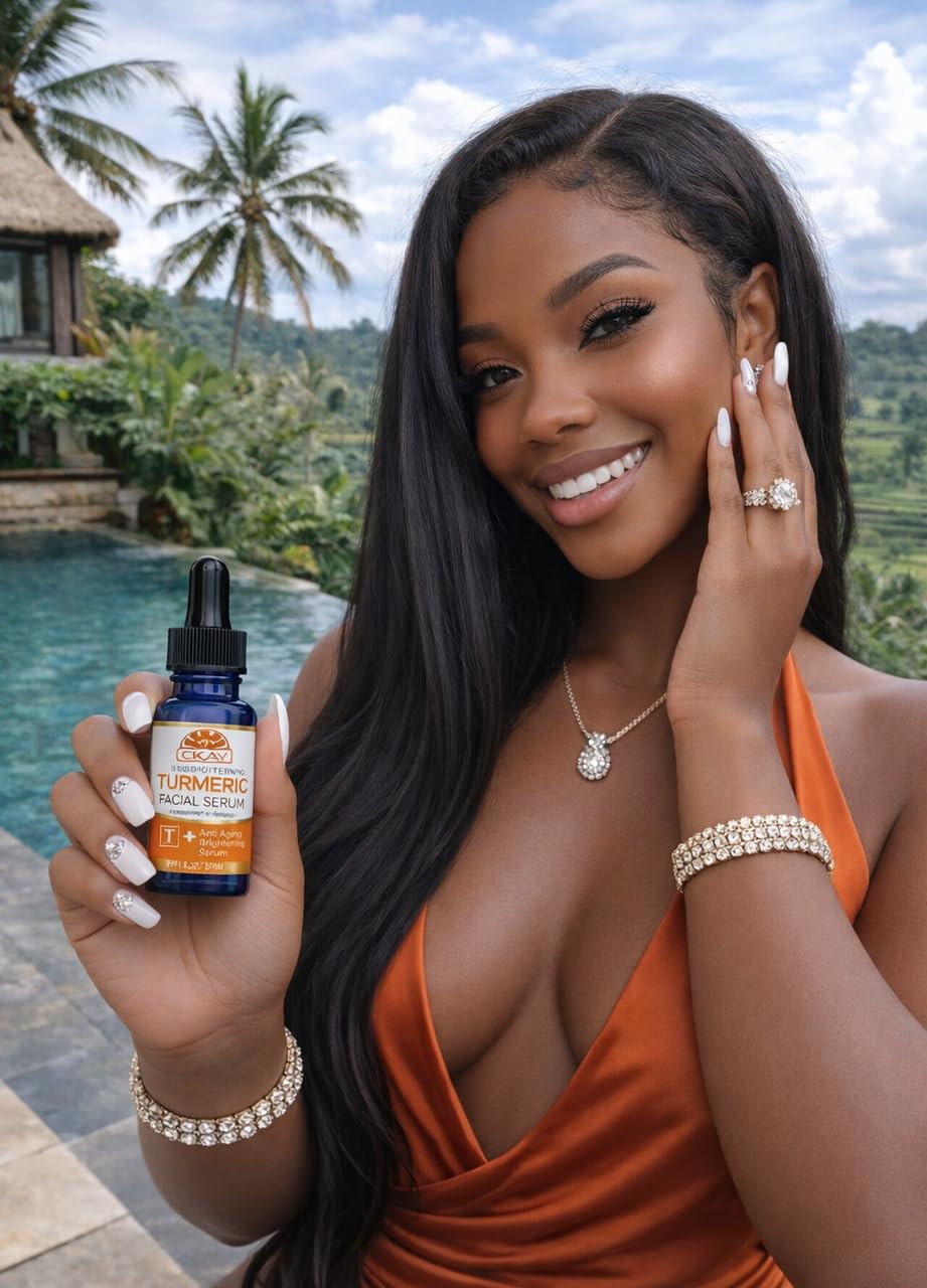 Okay Pure Naturals Turmeric Skin Brightening Facial Serum 1 oz - Vitamin C & Turmeric Glow Boosting Serum for Uneven Tone, Dark Spots & Radiant Skin Beauty & Personal Care OKAY
