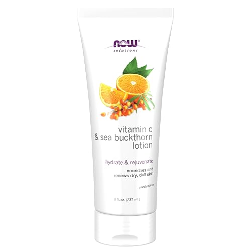 NOW Foods Solutions, Vitamin C and Sea Buckthorn Lotion, Hydrates, Repairs and Nourishes Dry Dull Skin, 8-Ounce Beauty & Personal Care NOW Foods