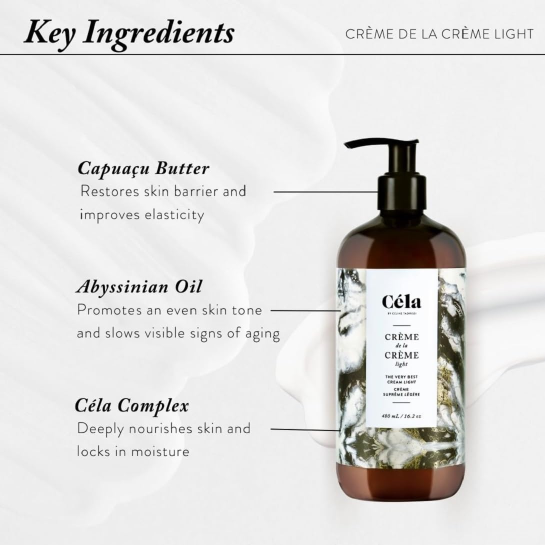 Céla Crème de la Crème Light Body Cream | 480?ml Hydrating & Moisturizing Lotion with Grapefruit Essential Oil - Soft, Smooth, Radiant Skin Daily Beauty & Personal Care Céla
