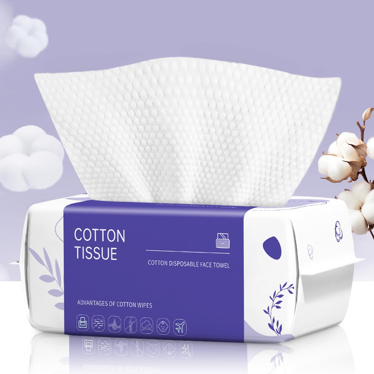 Disposable Face Towel 100 Count, Face Towels, Soft Cotton Dry Wipes Facial Cloths Towelettes for Washing and Drying, Facial Tissue for Cleansing Beauty and Personal Care cokoness Default Title
