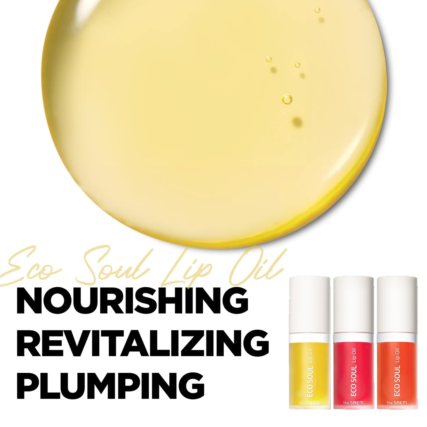 THESAEM Eco Soul Lip Oil 01 Honey - Plumping & Hydrating Lip Oil to Nourish & Moisturize Lips - Sunflower Seed Oil & Olive Oil - Lips Soft & Glossy Beauty and Personal Care THESAEM