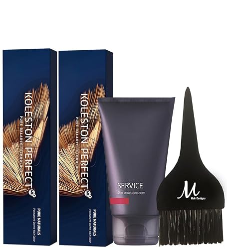 Koleston Perfect 88/0 Intense Light Blonde/Natural Permanent Hair Color (Pack of 2), Service Preguard Cream 2.53oz and Tint Brush - Professional Hair Beauty & Personal Care M Hair Designs