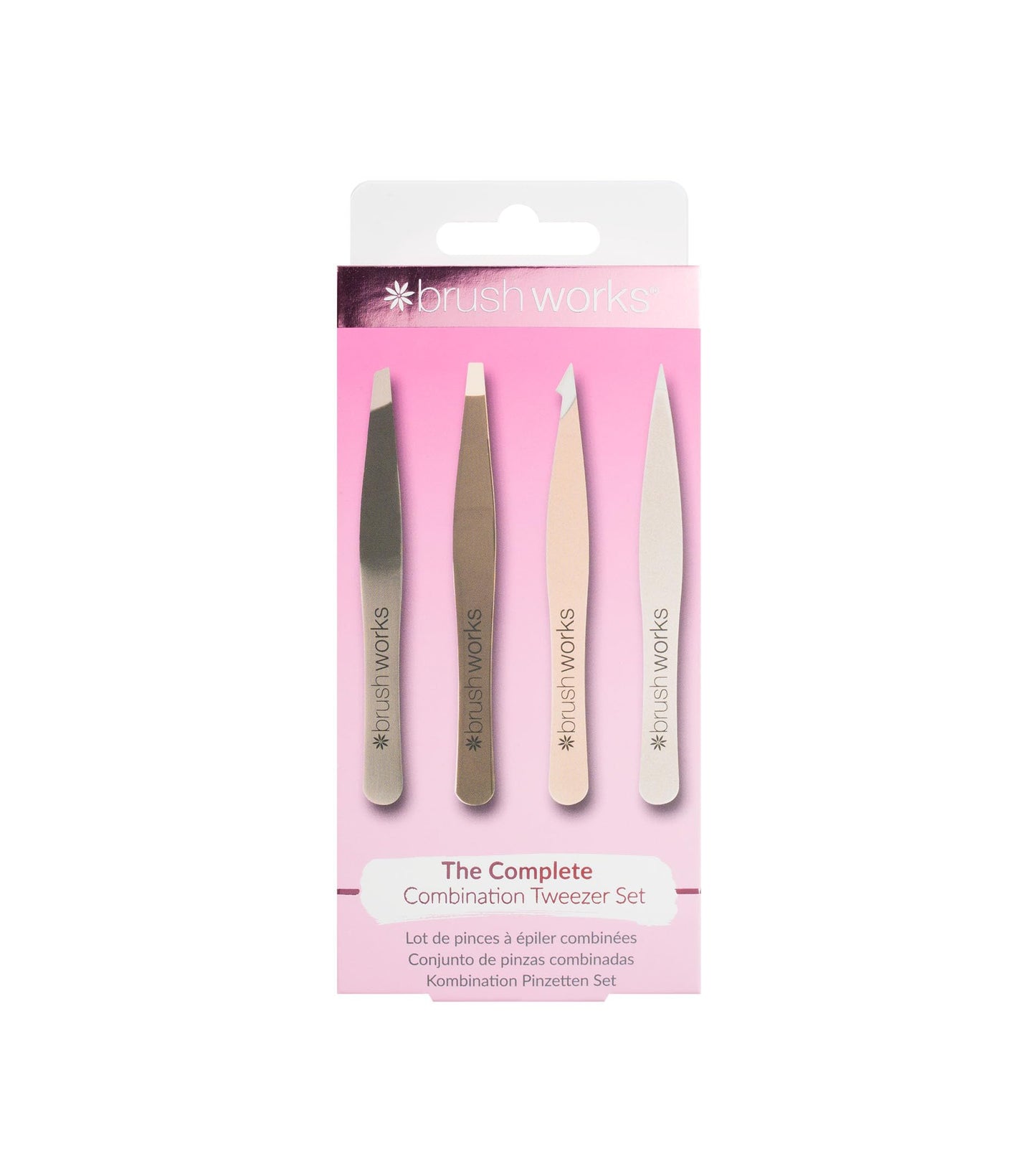 Brushworks HD 4 Piece Combination Tweezer Set - Gold Beauty and Personal Care Brushworks