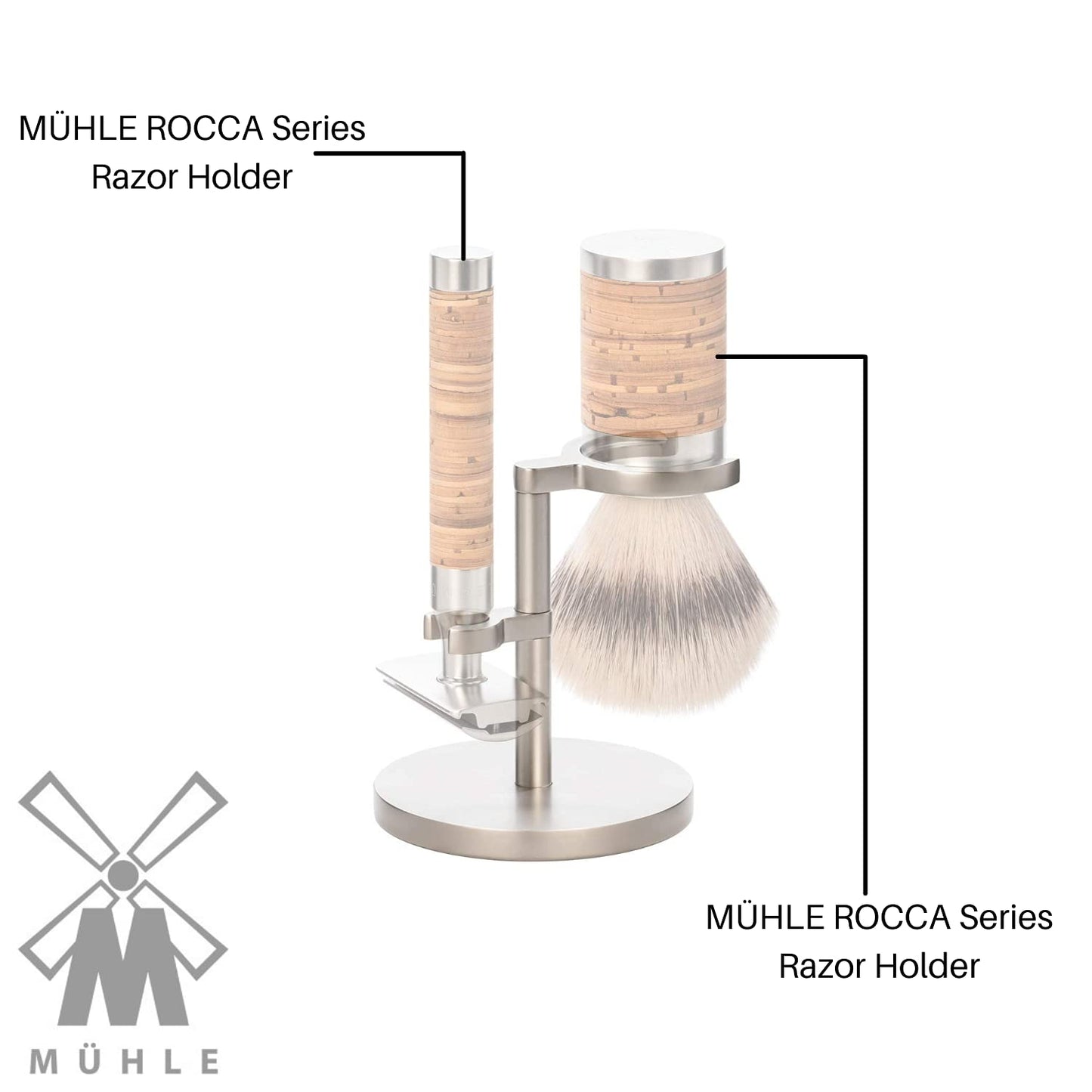 MÜHLE ROCCA Stand for Razors & Shaving Brushes - Shave Accessory - Matt Stainless Steel Beauty and Personal Care MÜHLE