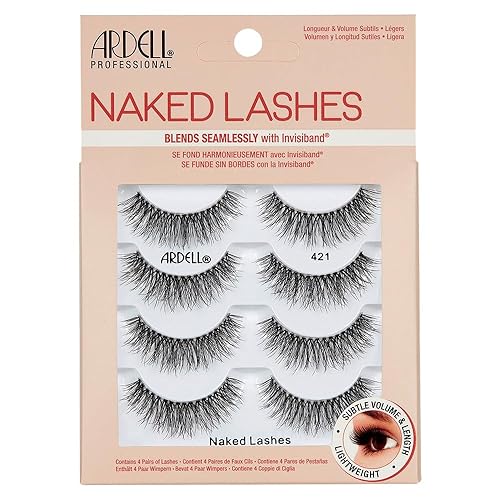 Ardell Naked Strip Lashes 421 - Natural-Looking, Long-Lasting False Eyelashes with Invisiband for Seamless Blend, 4 Pairs, 1-Pack Beauty & Personal Care Ardell