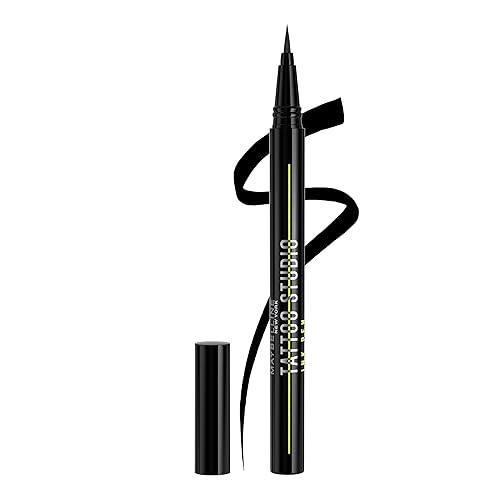 Maybelline Tattoo Studio Ink Pen Liquid Eyeliner, Up to 24 Hours of Wear, Waterproof & Smudge-Resistant Make Up, Matte Black, 1 Count Beauty & Personal Care MAYBELLINE
