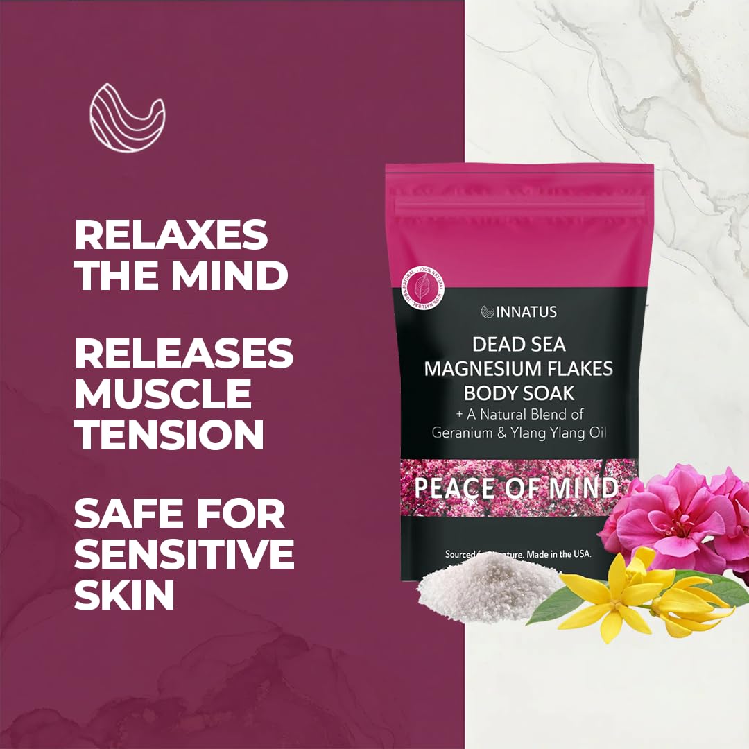 Pure Dead Sea Magnesium Flakes Clarity Soak - Relaxing & Replenishing 14oz Bath Soak - Infused with Natural Oils for Muscle Recovery (Ylang Ylang) Beauty and Personal Care INNATUS