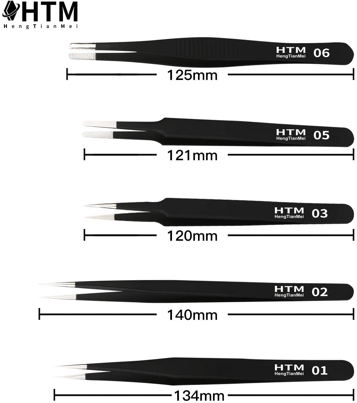 HengTianMei Precision Tweezers Set, ESD Anti-Static Stainless Steel Tweezers Set for Craft, Jewelry, Electronics, Laboratory Work (14 PCS) Beauty & Personal Care HengTianMei