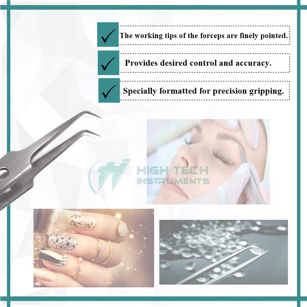 Professional Stainless Steel Tweezers 4.75" with Fine Precision Tips & Fenestrated Handle Suitable for Facial Hair, Splinter and Ingrown Hair Removal Beauty and Personal Care HIGH TECH INSTRUMENTS