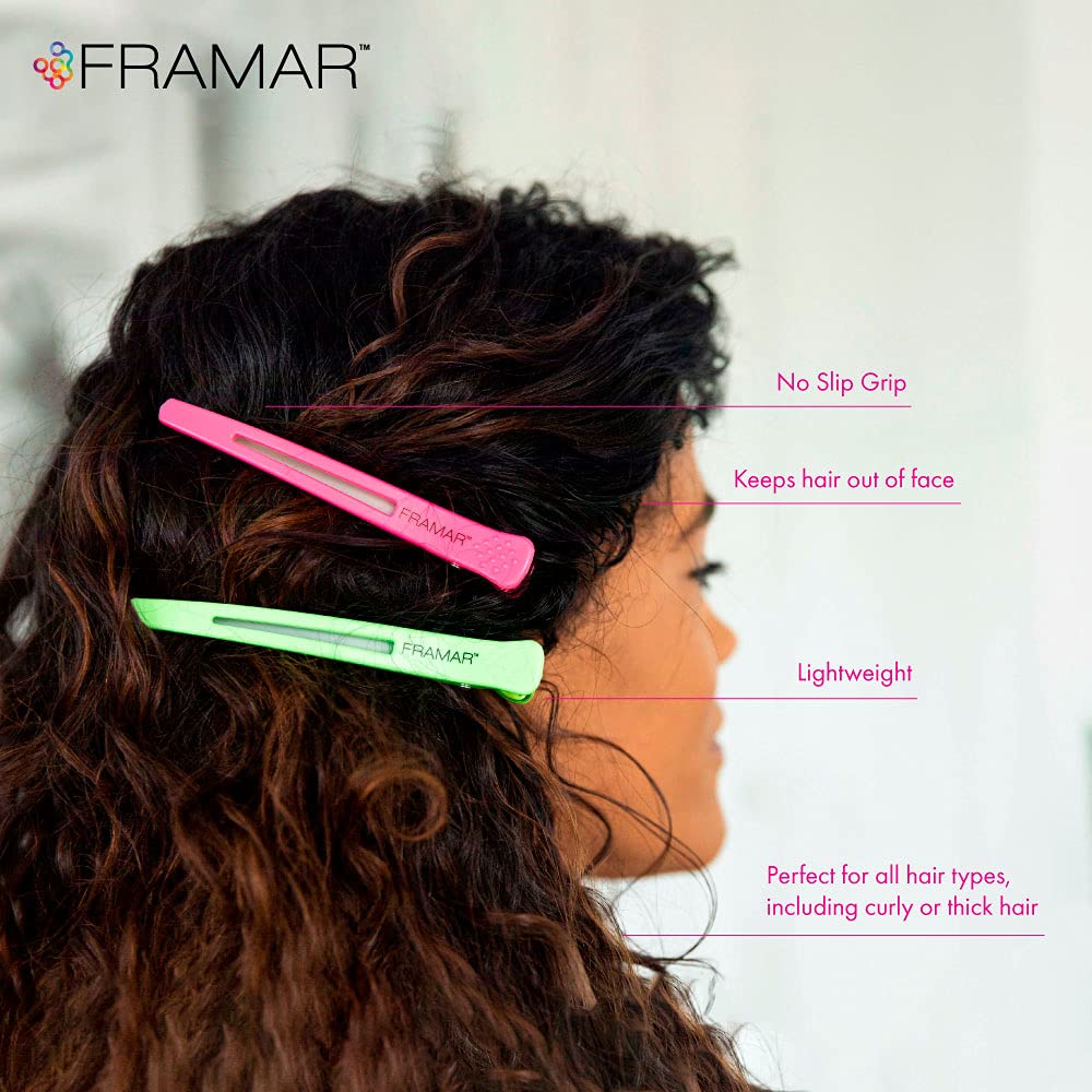Framar Neon Creaseless Hair Clips 10 pack - Professional Salon Hair Clips for Styling Sectioning, Hair Styling Clips, Hair Clip For Sectioning, Hair Beauty & Personal Care FRAMAR