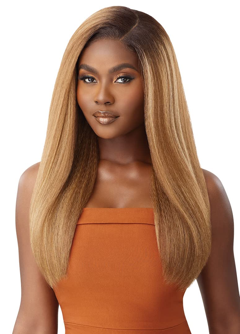 Outre - 5X5 Lace Closure Wig - Human Hair Blend - Kinky Straight 24" (DRFF RED VELVET)