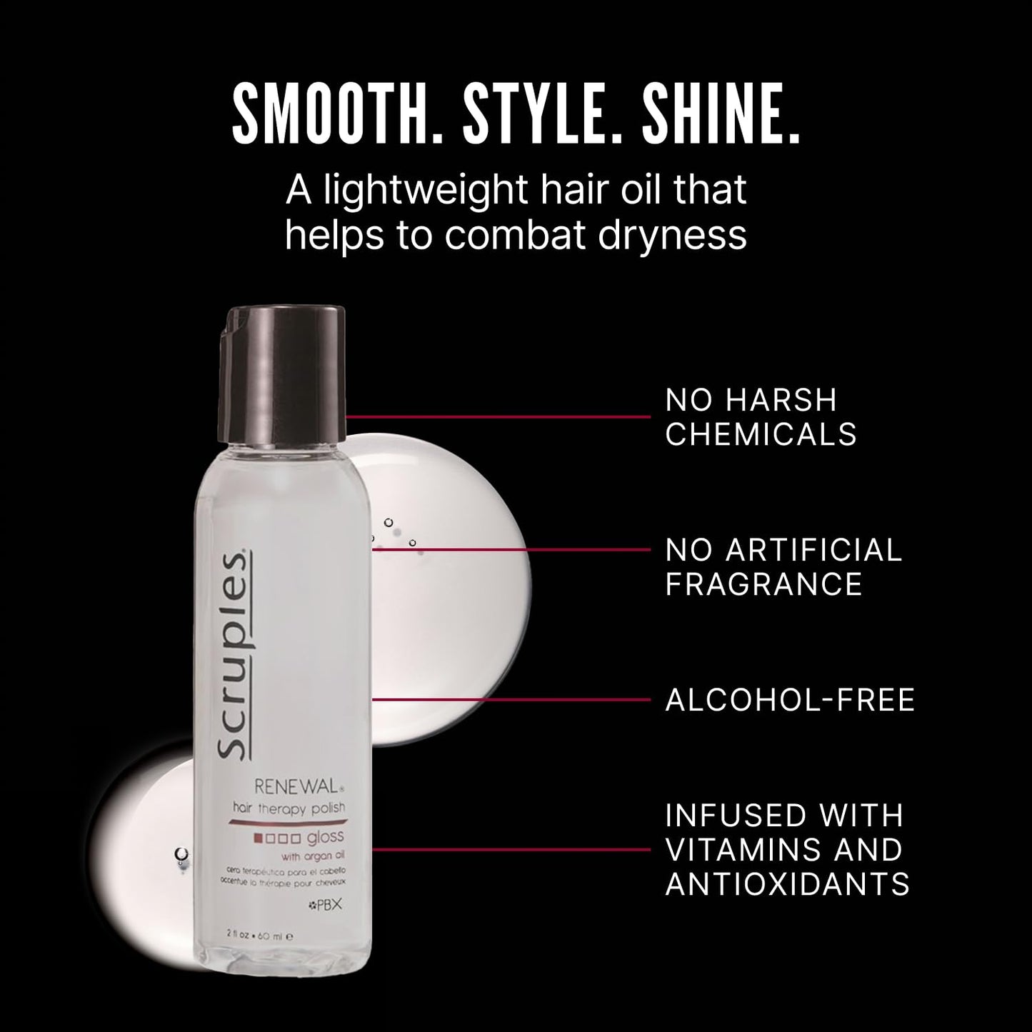 Scruples Renewal Therapy Hair Gloss - Argan Oil Hair Serum for Shine, Moisture & Frizz Control - Instantly Restores Dry, Lifeless Strands (2 oz) Beauty & Personal Care Scruples
