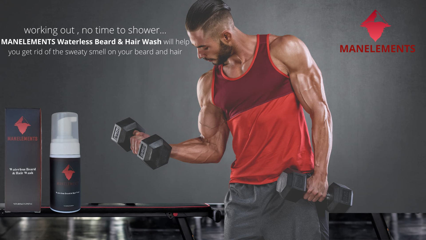 manelements Waterless Beard and Hair Cleansing Shampoo with Coconut Oil - Volumizes, Softens & Strengthens Beauty and Personal Care manelements