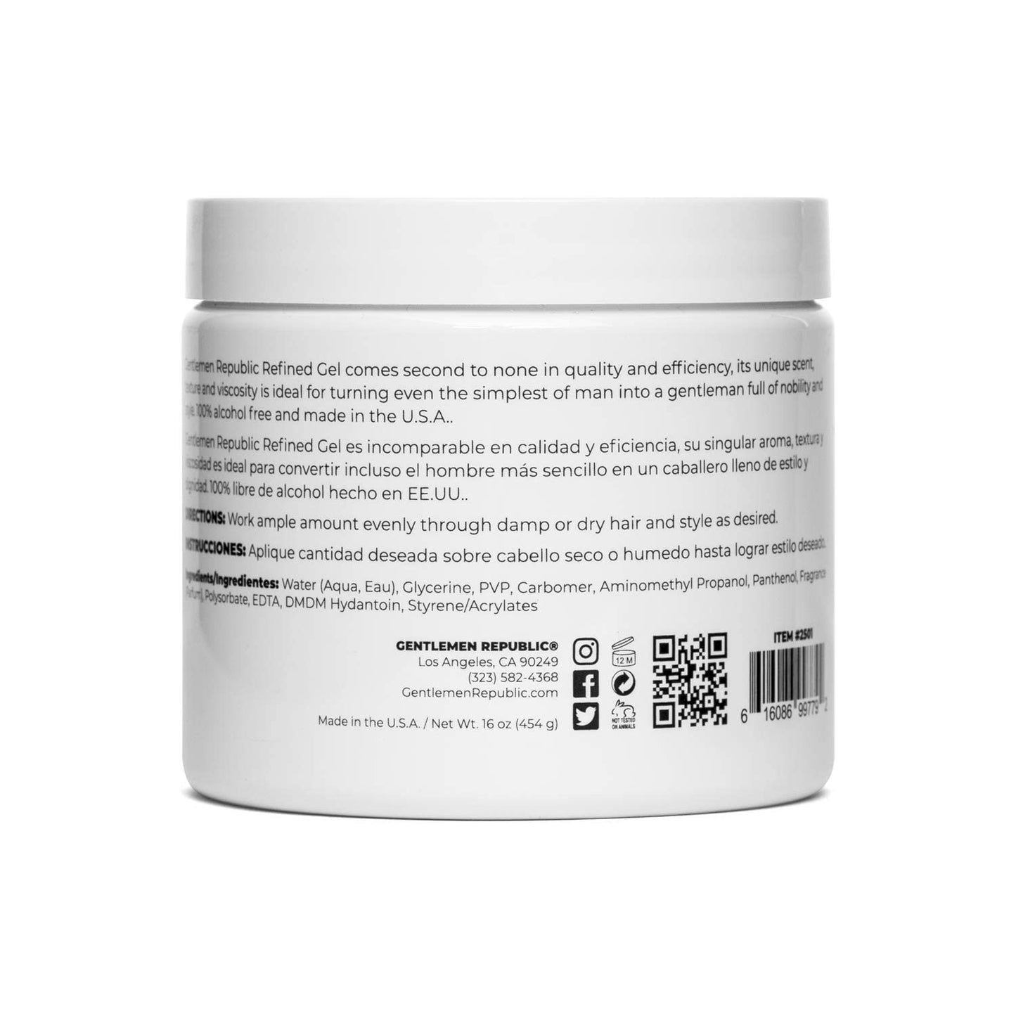 Gentlemen Republic Refined Hair Gel for Men 16oz - Professional Formula for 24 Hr Shine and Strong Hold, Humidity Resistant Styling Gel for hair, 100% Beauty & Personal Care Gentlemen Republic