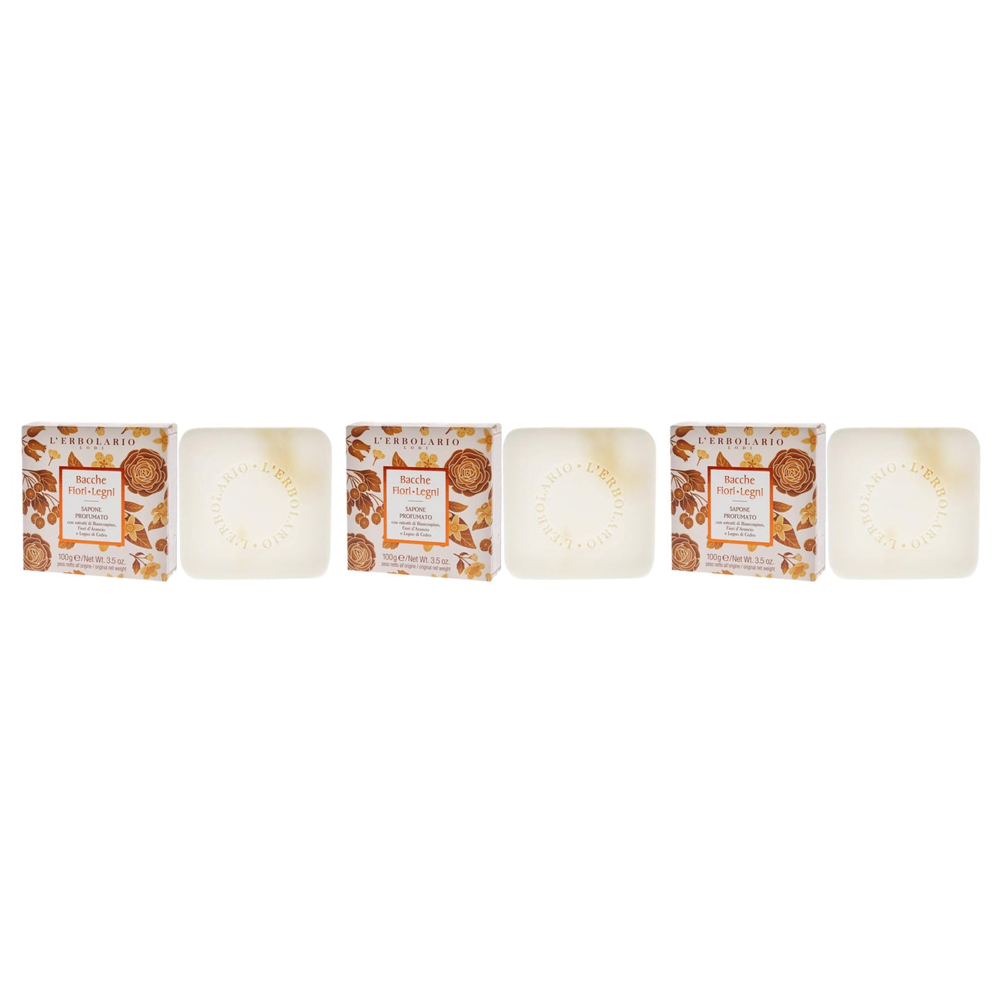 Perfumed Soap - Berries Flowers Wood - Pack of 3 by LErbolario for Unisex - 3.5 oz Soap Beauty & Personal Care L'Erbolario