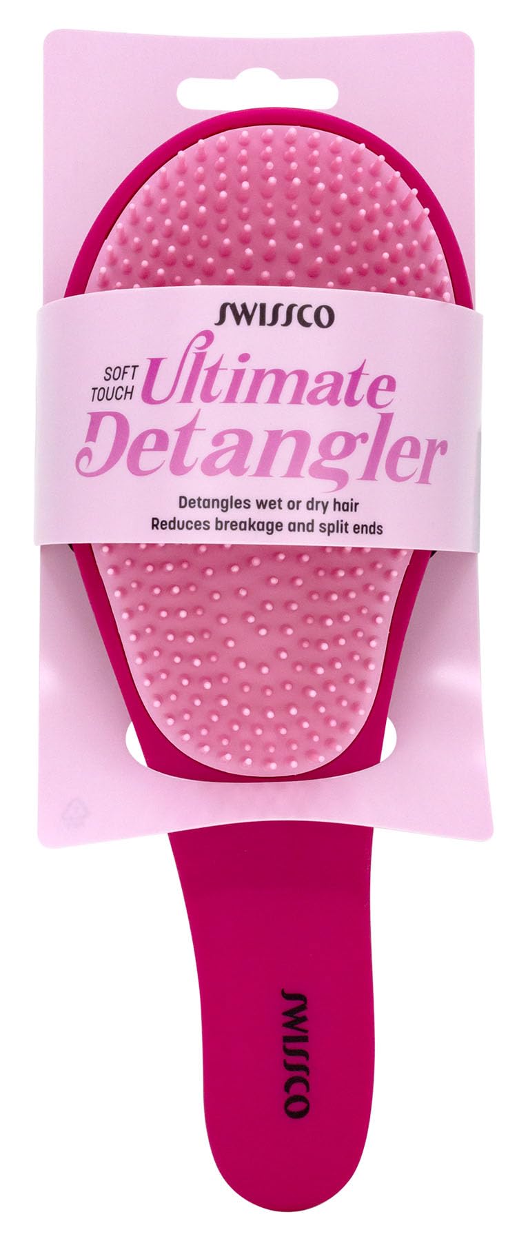 Swissco Soft Touch Ultimate Detangler Colorblock Hair Brush for Natural, Curly, Wet or Dry Hair (Fuchsia Blush Pink Colorblock)