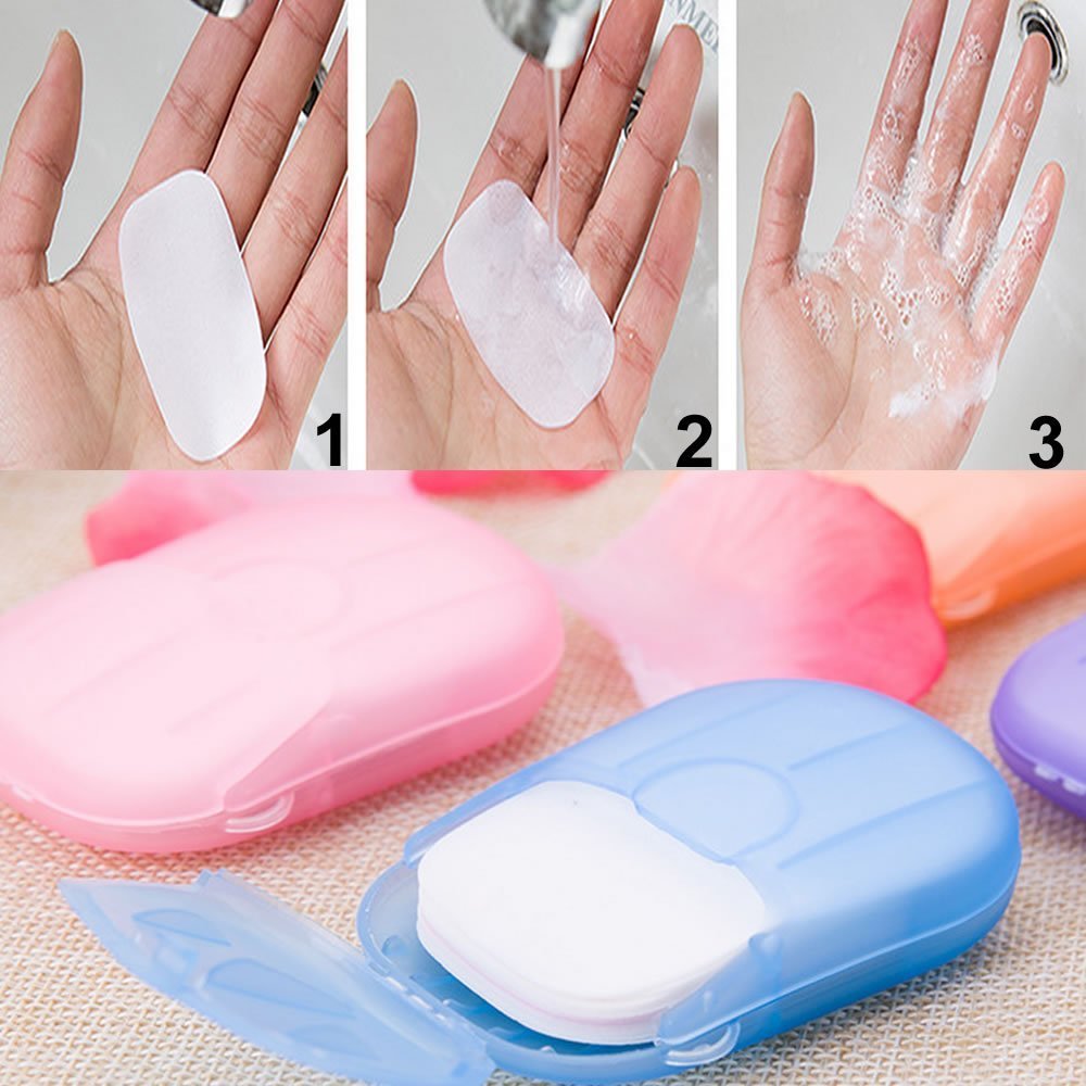 esowemsn 6 Packs Portable Disposable Travel Hiking Washing Hand Bath Toiletry Paper Soap Sheets(Random Color) Beauty & Personal Care esowemsn