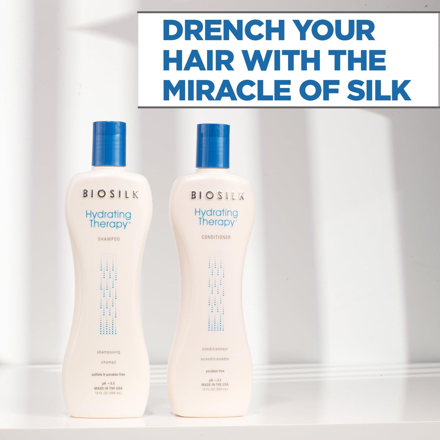 BioSilk Hydrating Therapy Shampoo & Conditioner, Replenishes Hair Moisture & Coarse Hair, Sulfate, Paraben, & Cruelty-Free, 12 Oz (2 Count) Beauty & Personal Care BioSilk