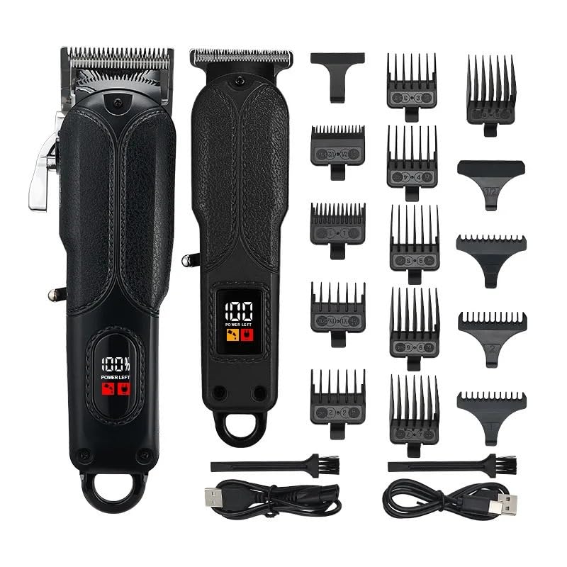GLESVOWIO Hair Clippers for Men 2 PCS Professional Hair Clipper Set Rechargeable Hair Trimmer with LCD Digital Barber Hair Cutting Machine Display Beauty and Personal Care GLESVOWIO