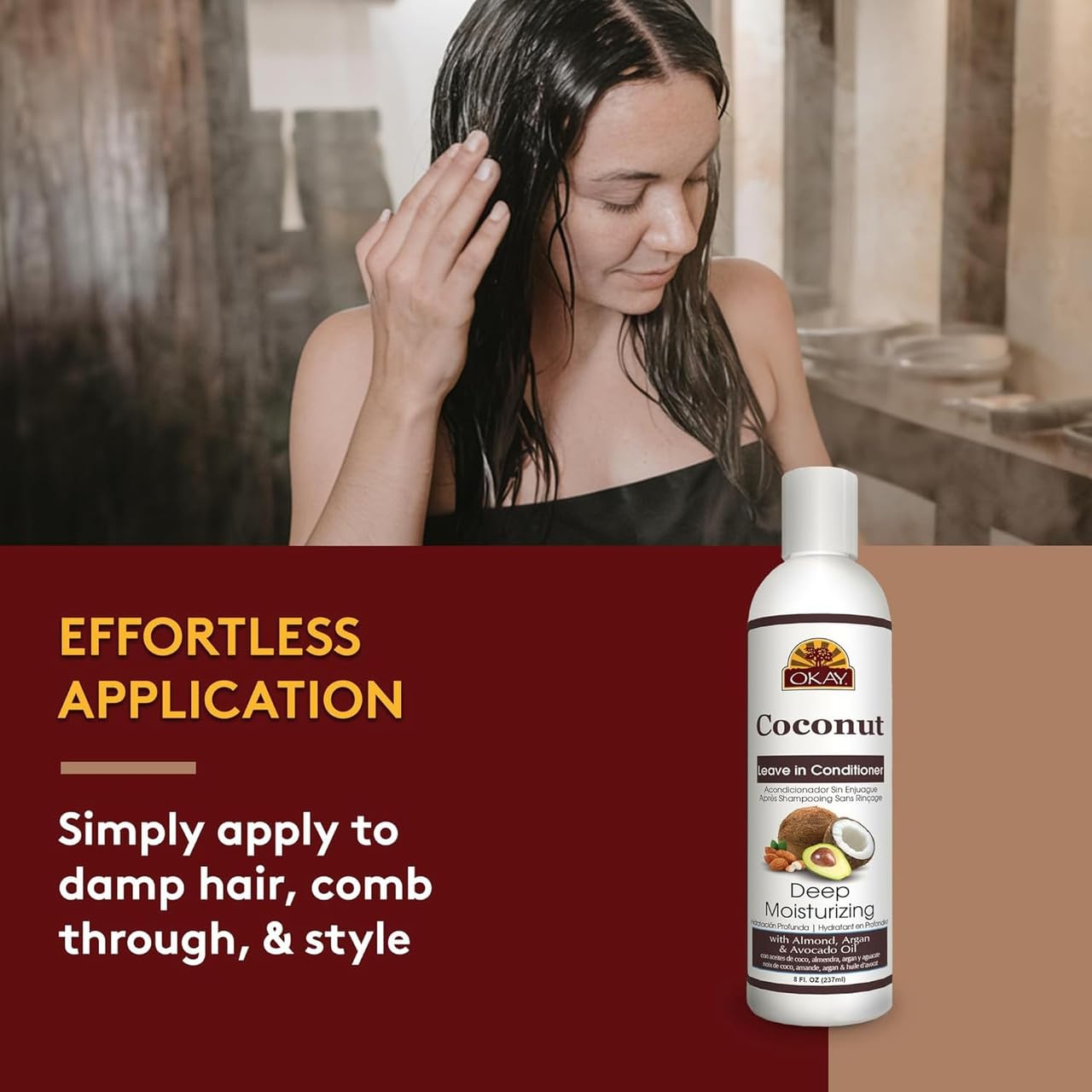 OKAY Coconut Leave In Conditioner - Hair Moisturizer For Women And Men, Contains Castor Seed Oil, Natural Hair Product For Hair Growth, Curly Hair Beauty & Personal Care OKAY