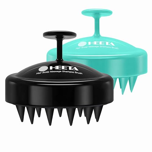 HEETA Scalp Massager Hair Growth 2-Pack, Soft Silicone Scalp Scrubber Shampoo Brush for Exfoliation Dandruff Removal Head Massage Stress Relax, Wet Beauty & Personal Care HEETA
