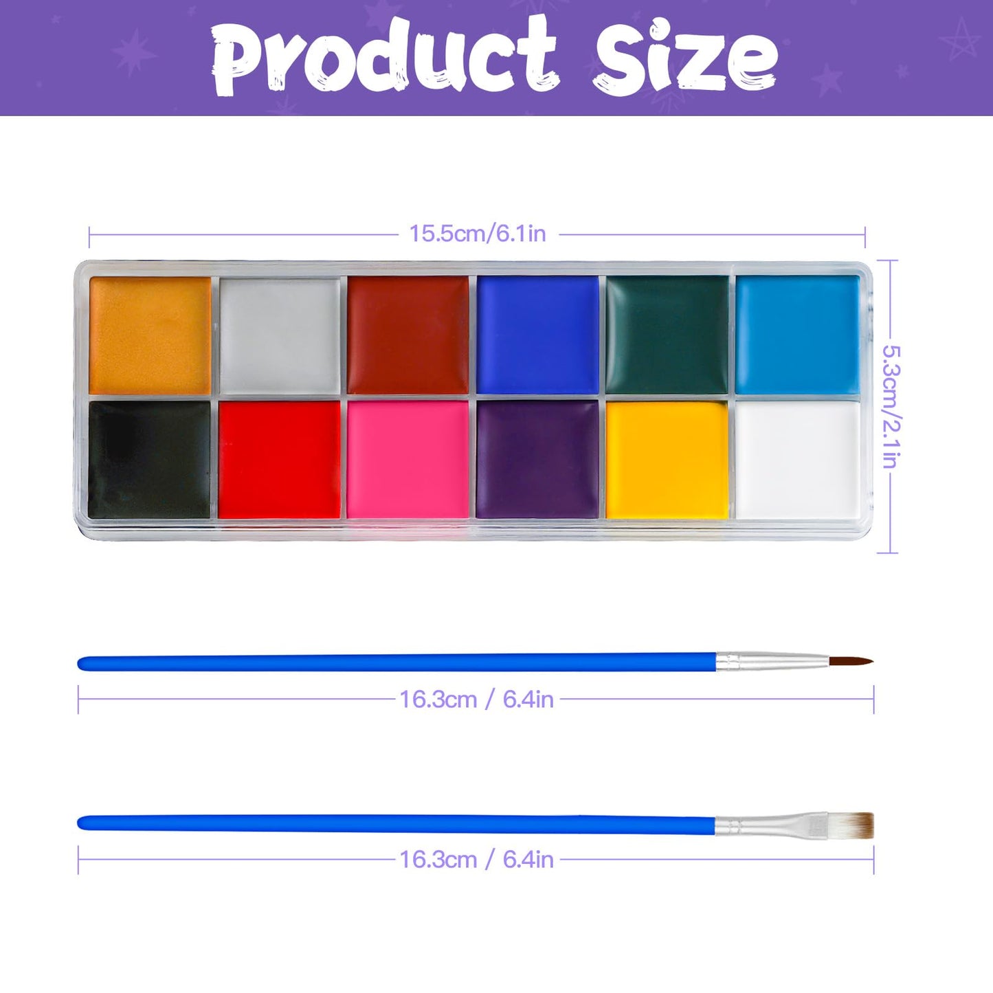 Face Painting Kit for Kids, 12 Colors Oil-Based Face Paint with 2 Brushes, Non-Toxic Halloween Makeup Kit, Professional Face Body Paint for Halloween Beauty & Personal Care Asddage
