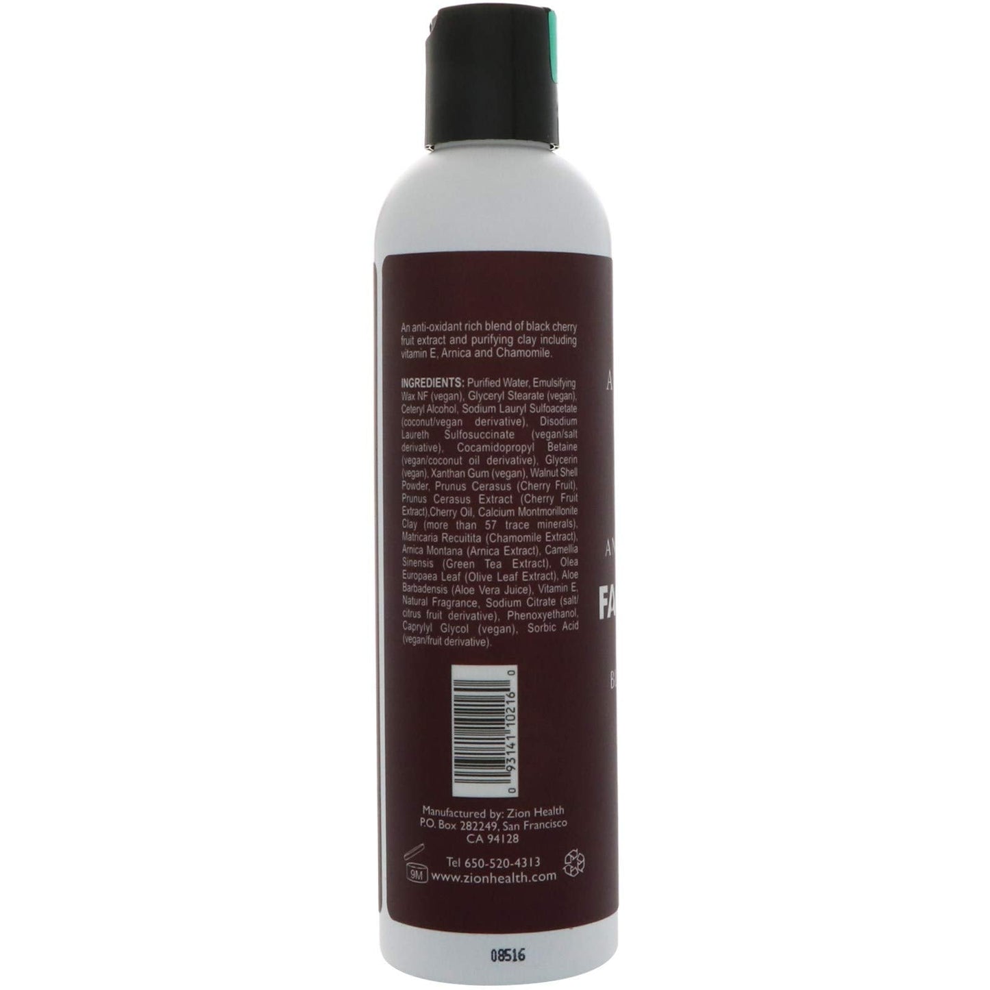 Adama Facescrub Black Cherry Zion Health 8 fl oz Liquid Beauty & Personal Care Zion Health