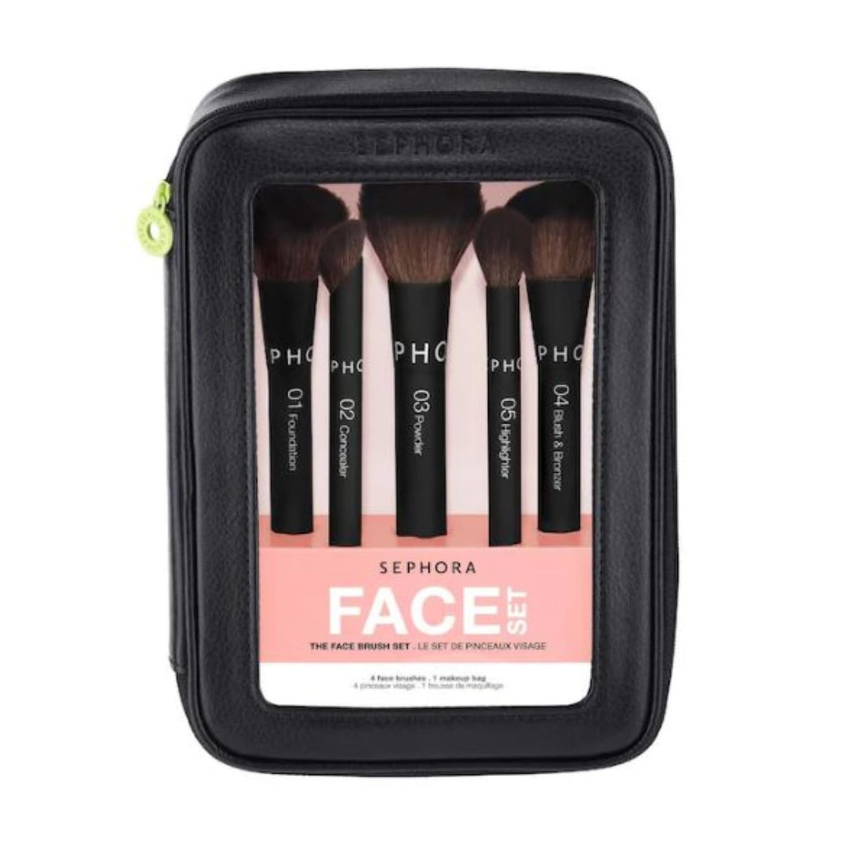Sephora Favorites Face Set The Face Brush Set - 5 Makeup Brushes and 1 Makeup Bag