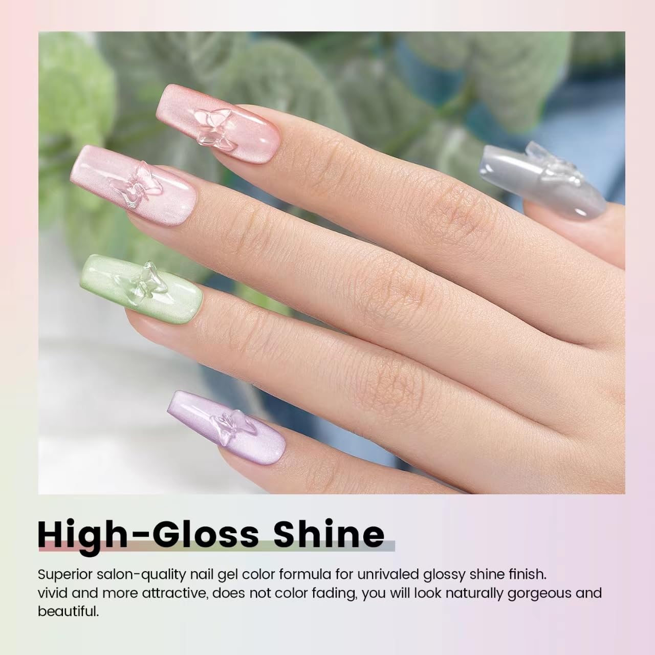 RARJSM Moonlight Cat Eye Gel Nail Polish Set 6 Pcs Smoothie Ceramic Glitter Shimmer Grape Purple Silver White Blue Green Pink Velvet Mirror Cateye Gel Beauty and Personal Care RARJSM