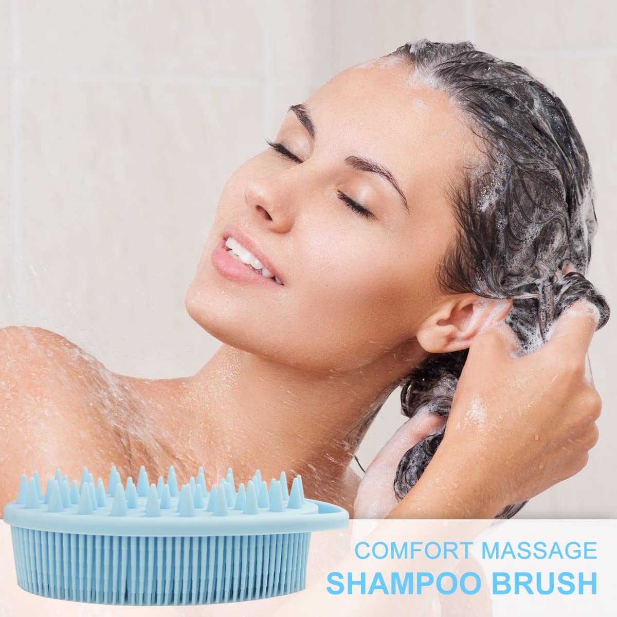 Upgrade 2 in 1 Bath and Shampoo Body Brush, Silicone Body Scrubber for Use in Shower, Exfoliating Body Brush, Premium Silicone Loofah, Head Scrubber Beauty & Personal Care WETANG