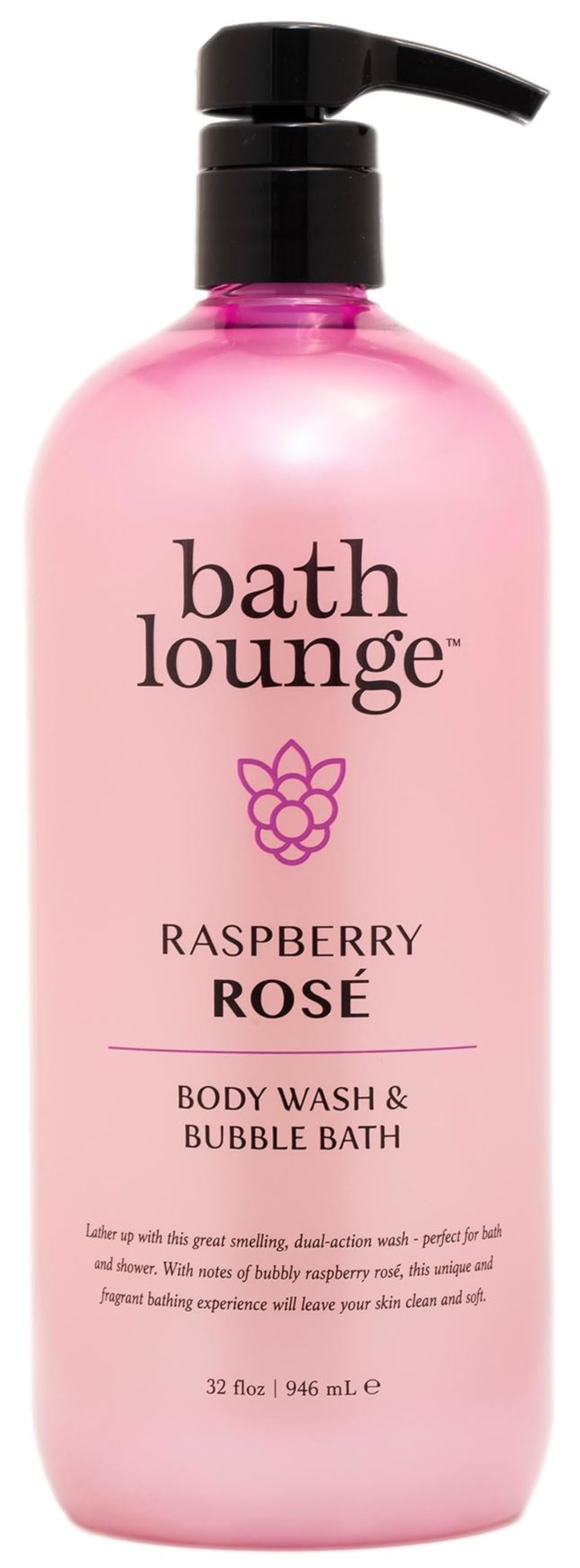Bath Lounge Body Wash & Bubble Bath - Raspberry Rose 32 Fl Oz | Dual-Action Cleanser for Bath & Shower | Cleanses, Refreshes, Softens Beauty & Personal Care Bath Lounge