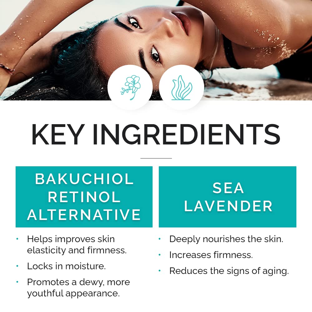 Renewing Skin Serum with Sea Lavender & Bakuchiol, Anti-Aging Firming and Smoothing Collagen Boosting Face Serum for Fine Lines and Wrinkles - 2 fl oz Beauty & Personal Care VITAMINS AND SEA BEAUTY