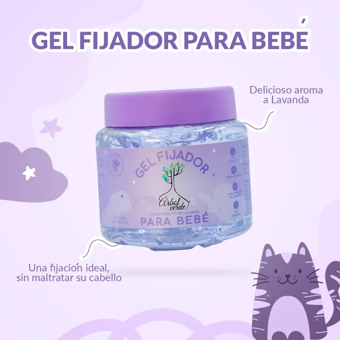 Arbol Verde Lavender Extract Baby Hair Gel - 8.8 oz, Gentle Baby Hair Products, Natural Hair Gel for Kids, Softens and Styles - Gel Fijador con Beauty & Personal Care Five Brothers Products