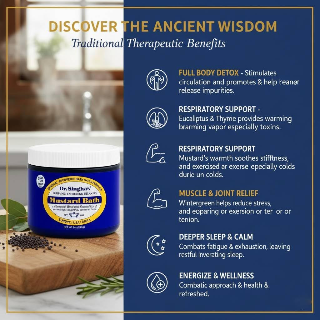 Dr. Singha's Mustard Bath Soak - Aromatherapy Bath Salts with Mustard Seed & Essential Oils for Muscle Relaxation, Stress Relief & Soothing - Epsom Beauty and Personal Care Dr. Singha's