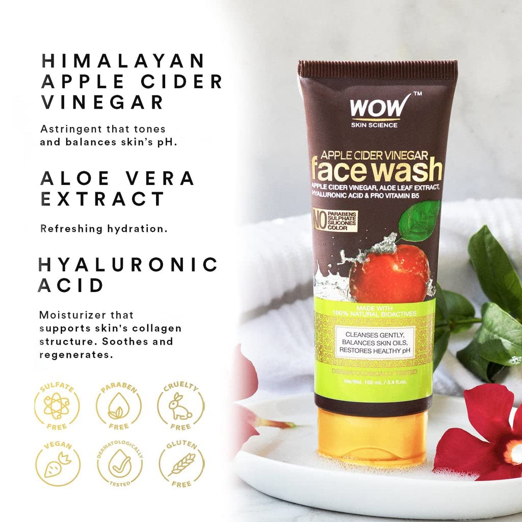 WOW Skin Science Apple Cider Vinegar Face Wash Gel - Deep Pore Cleansing For Smooth Skin,Helps Remove Blackheads- Daily Cleaner & Moisturizer Beauty & Personal Care WOW Skin Science