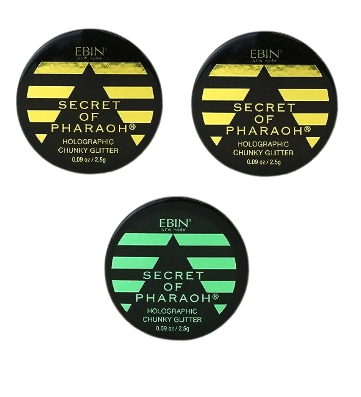 Glitter - Secret of Pharaoh Holographic Chunky Glitter - Gold Empire and Emerald Forest by EBIN NEW YORK Bundle - Shimmering, Iridescent for Face Beauty & Personal Care EBIN NEW YORK