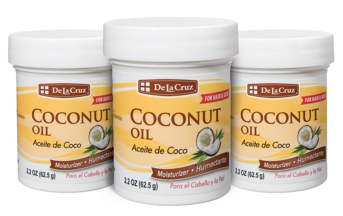 De la Cruz Coconut Oil - Expeller Pressed Coconut Oil for Skin and Hair - Natural Moisturizer for Skin and Hair - 2.2oz (3 Jars) Beauty & Personal Care De La Cruz