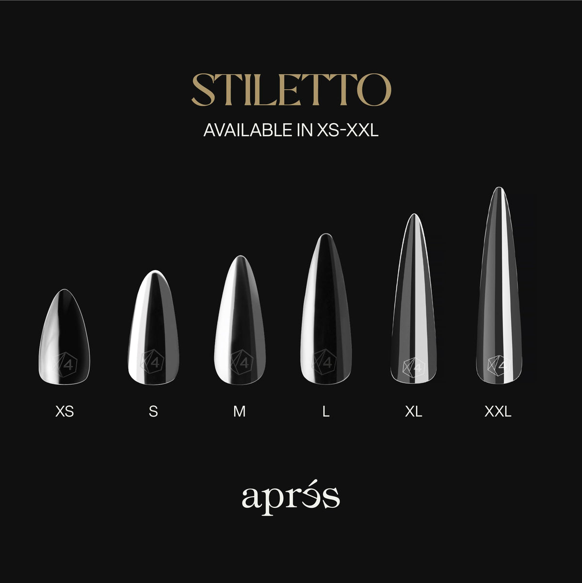 Apres Gel-X® Stiletto Box of Nail Tips | 280 Gel-X Tips, Soft Tips, 14 Sizes 00-9 | Half-sizes Included (Sculpted Stiletto Extra Long, 280 Count)
