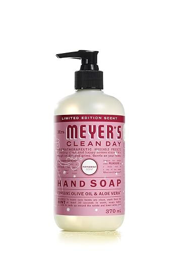 Mrs. Meyer's Clean Day Liquid Hand Soap, Hand Wash Made with Essential Oils, Peppermint Scent, 370 ml Soap Pump Bottle Beauty & Personal Care Mrs. MEYER'S