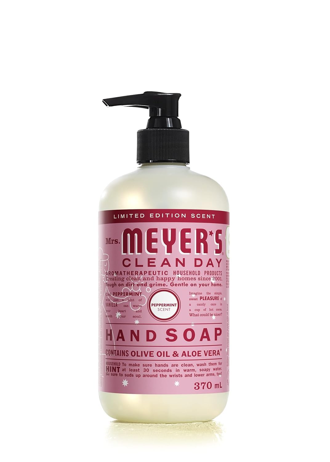 Mrs. Meyer's Clean Day Liquid Hand Soap, Hand Wash Made with Essential Oils, Peppermint Scent, 370 ml Soap Pump Bottle Beauty & Personal Care Mrs. MEYER'S